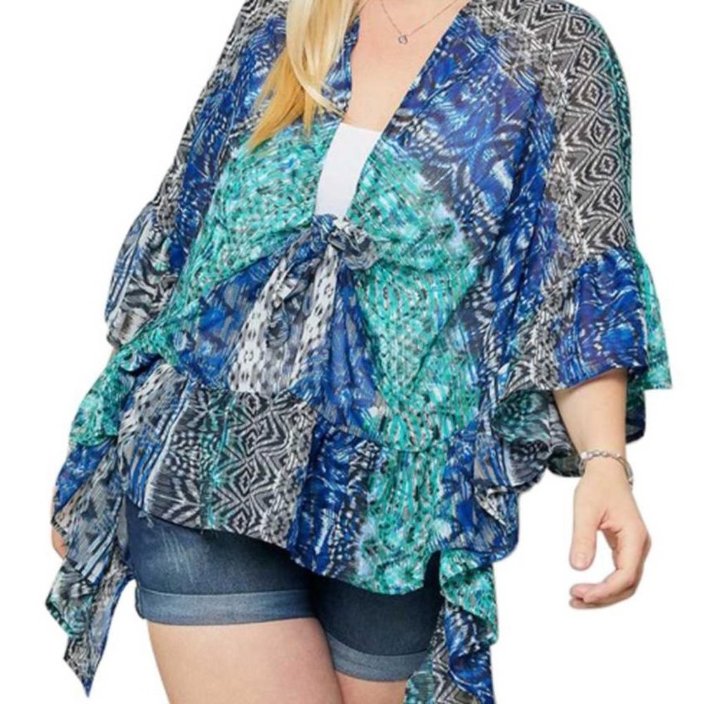 Sheer, Flutter Sleeve, Summer Kimono/Beach Coverup